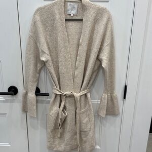 Part Two Cream Knit Belted cardigan